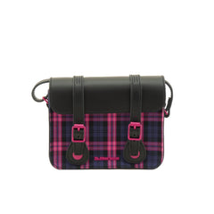 Dr Martens 7" Satchel Bag Black Pink Multi Kiev and Tartan Woven