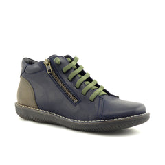 Zeta Madge Navy Khaki Ankle Zip Boot