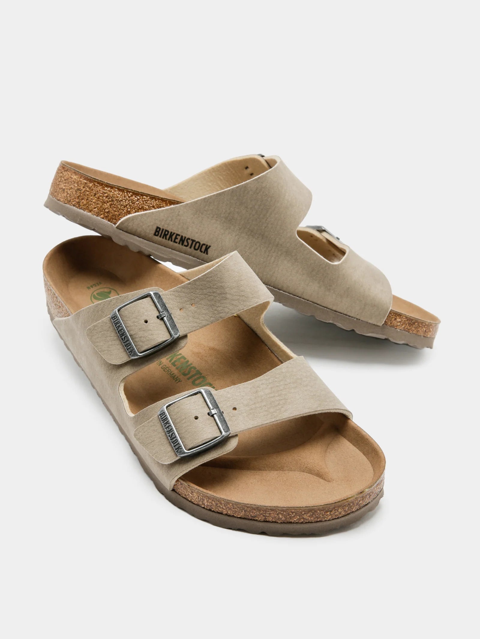 Birkenstock Arizona Desert Dust VEGAN Grey Taupe Regular Shays Shoes