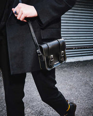 Dr Martens 7" Leather Satchel Black Kiev & Black Smooth