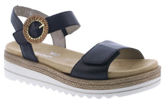 Remonte DOQ52-00 Black Flatform Sandal