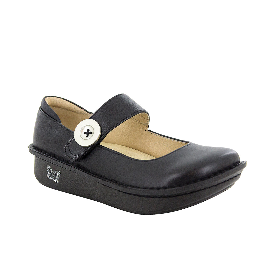 Alegria Paloma Mary Jane Black Nappa Shoes