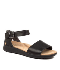 Ziera Beverly Xw Black Leather Sandal