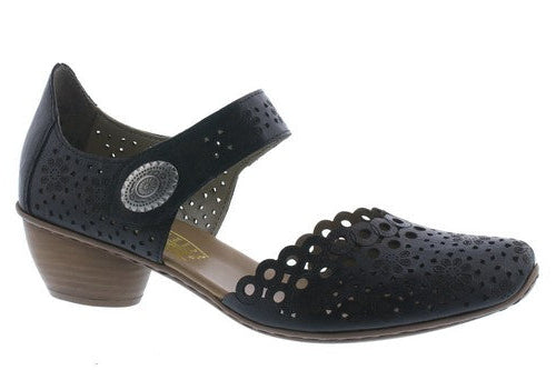 Rieker 43753 Black Low Heeled Shoe