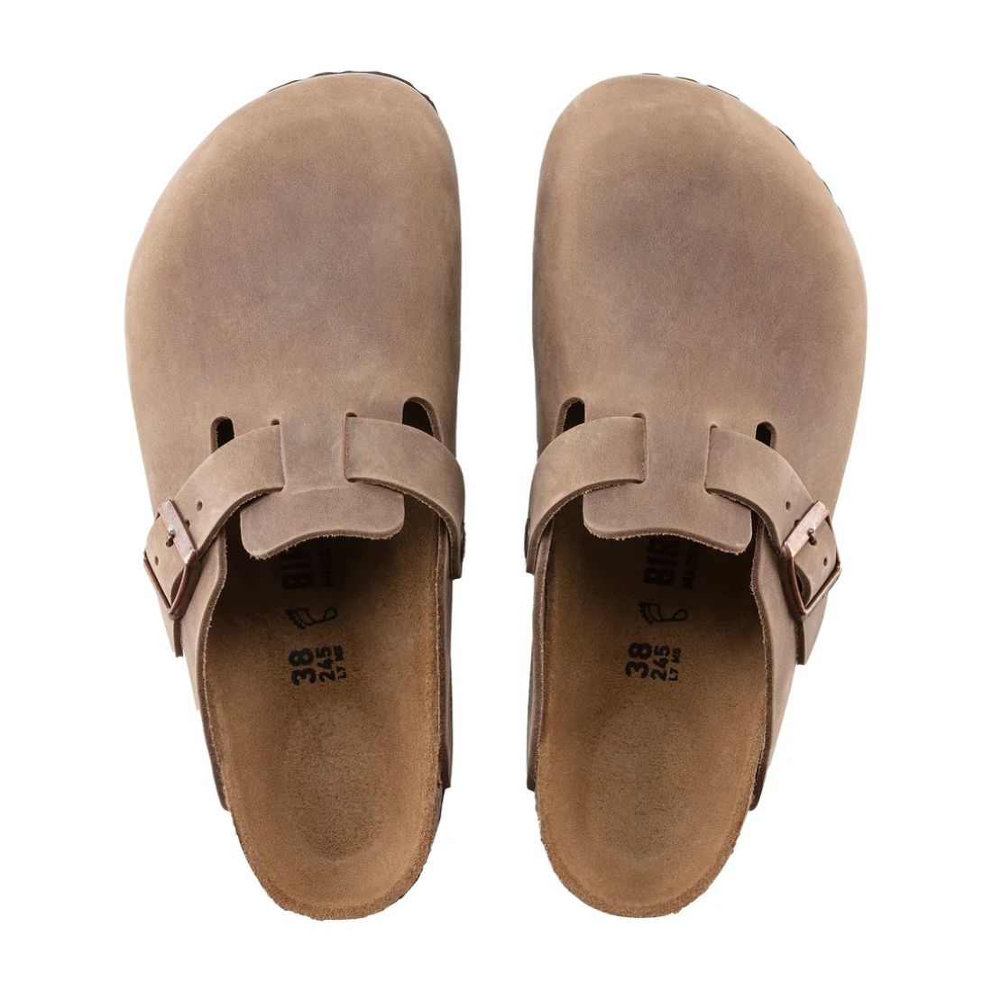 Top view of Birkenstock tabacco brown oiled leather clog