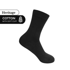 Lafitte Heritage Crew Socks Soft Cuff Cotton Black