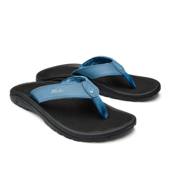 Olukai Ohana Mens Vintage Blue Black Arch Support Beach Thong Afterpay Shays Shoes