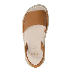 Ria Igora Cushioned Leather Velvet Sandal Tan