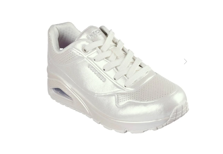 Skechers Womens UNO White Pearlized Sneaker