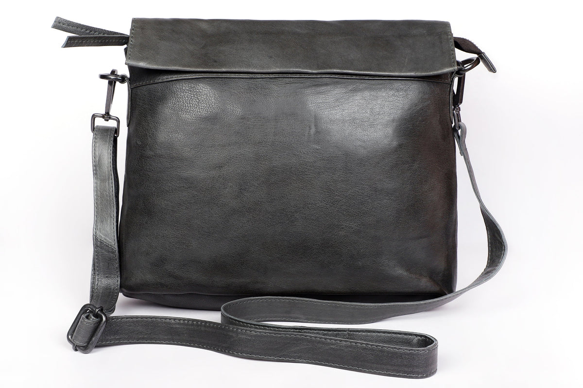 In Leatherz BL40 Crossbody Leather Bag Charcoal Black
