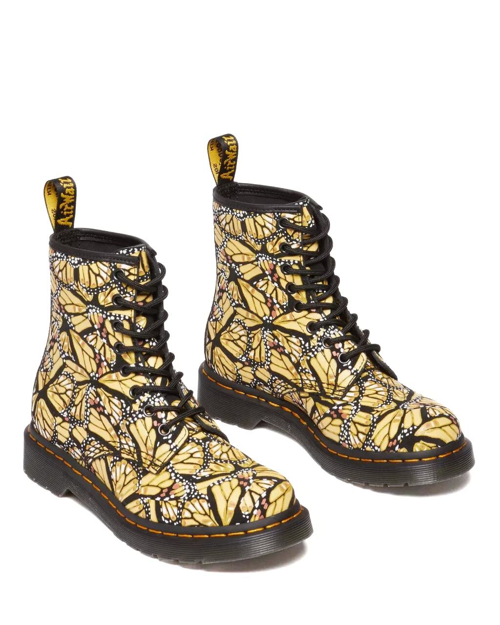 Dr Martens 1460 8 Eye Print Suede Boot Butterfly Yellow