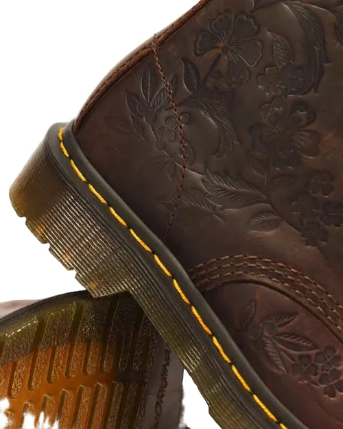 Dr Martens 1460 Pascal Embossed Floral Dark Brown Crazy Horse