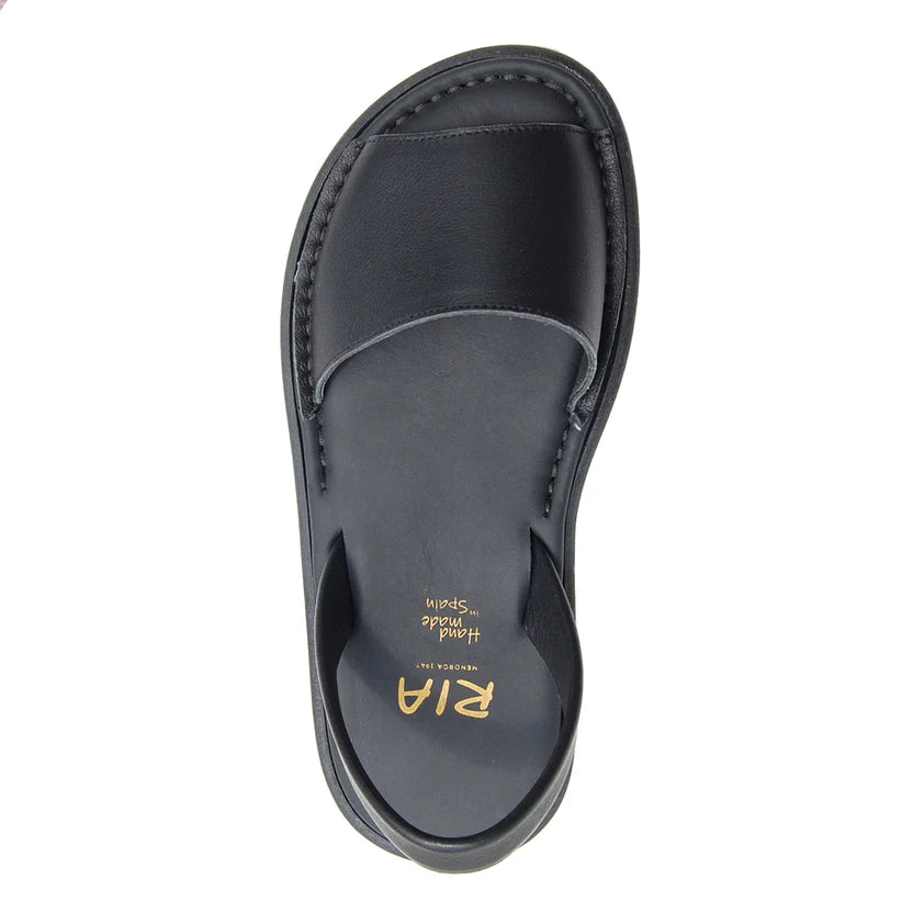 Ria Igora Cushioned Leather Velvet Sandal Black