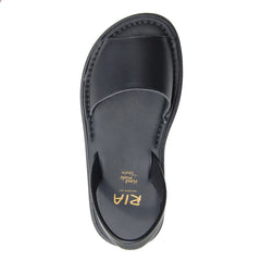 Ria Igora Cushioned Leather Velvet Sandal Black