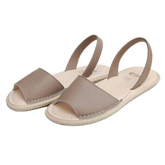 Ria Igora Cushioned Leather Velvet Sandal Putty