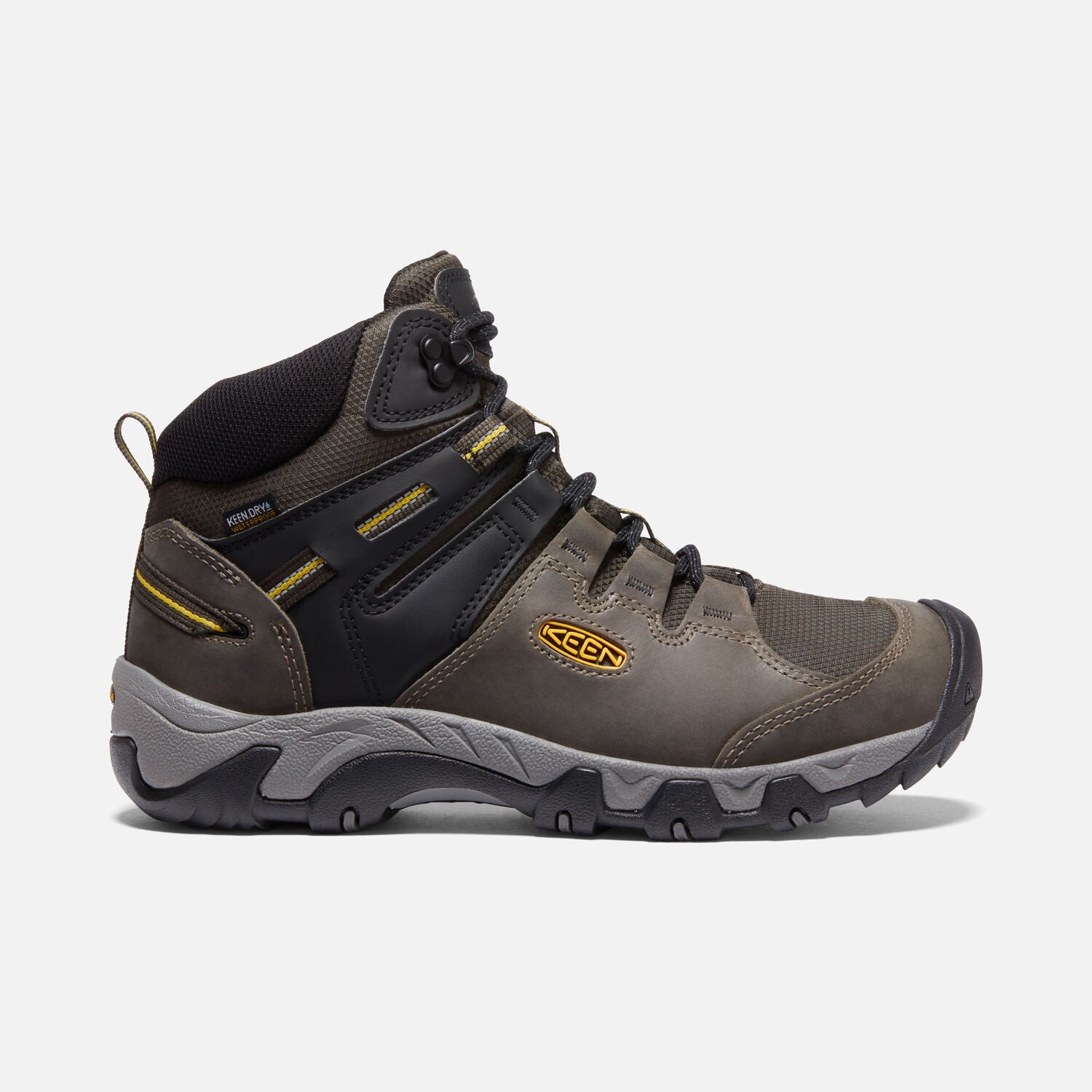Keen Steens Mid WP Mens Black Olive Keen Yellow