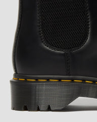 closeup of dr martens chelsea black bex heel