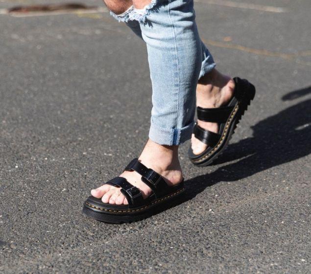 Dr Martens Myles Slide Sandal Black Black UK Leather